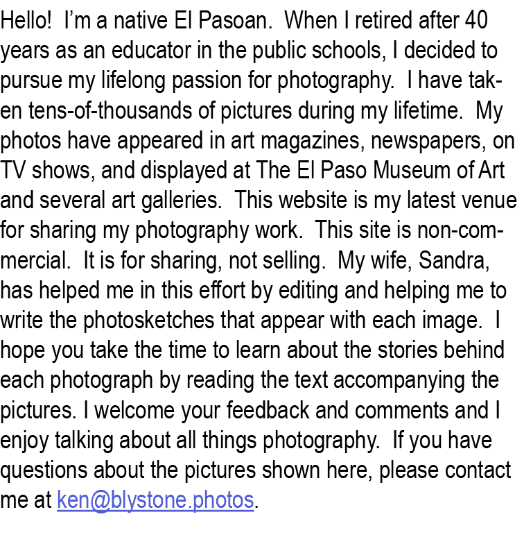 Hello! I’m a native El Pasoan. When I retired after 40 years as an educator in the public schools, I decided to pursu...