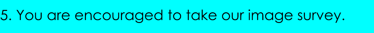 5. You are encouraged to take our image survey.